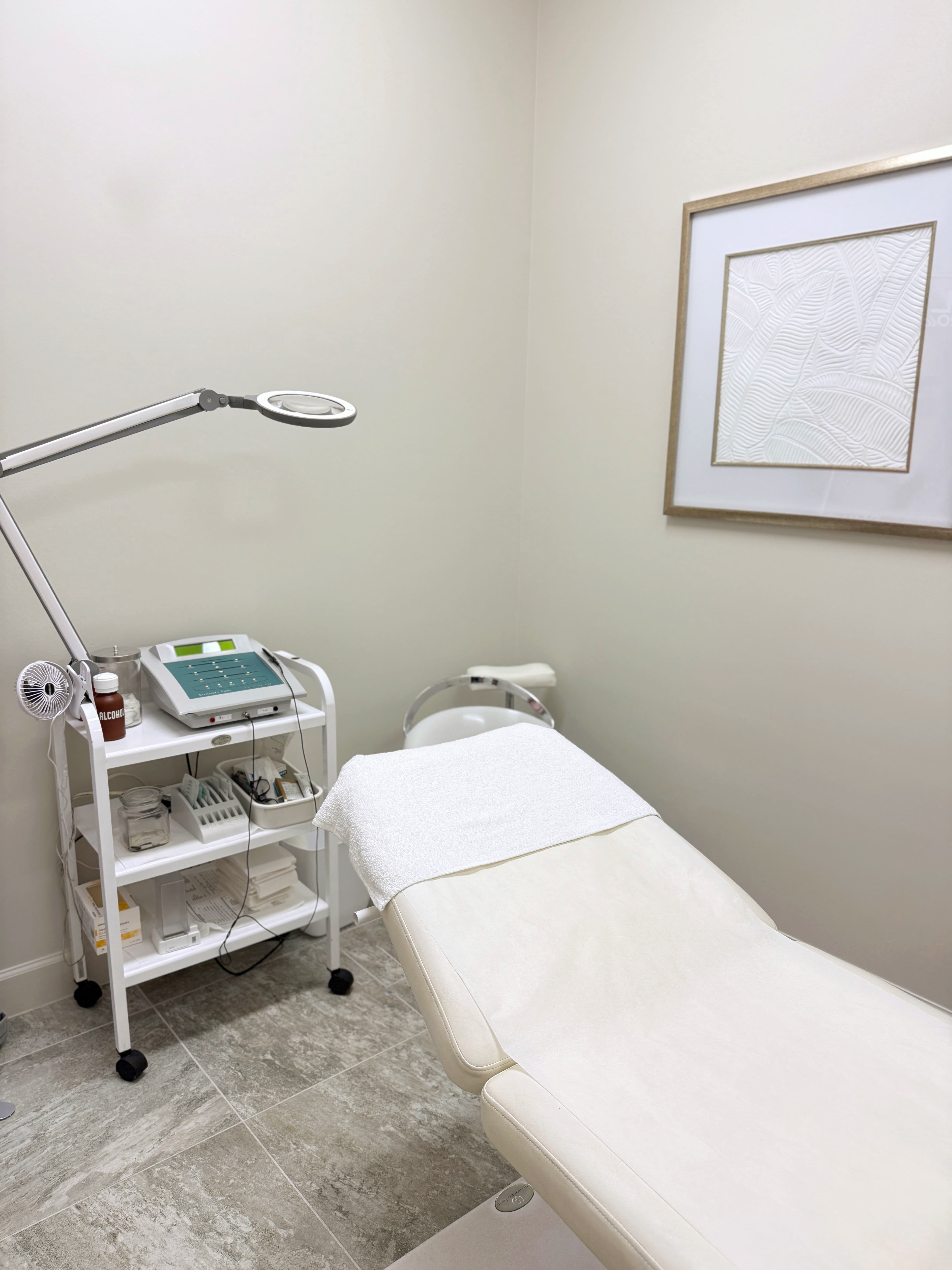 The aesthetic treatment room used for electrolysis